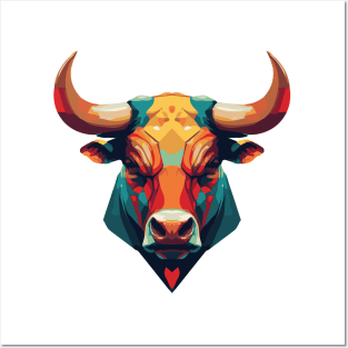 Bull head pop art portrait Posters and Art